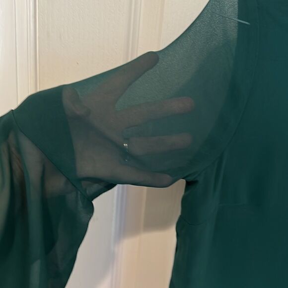 Thalia Sodi Green Sheer Decorative Sleeve Dress - Picture 4 of 7